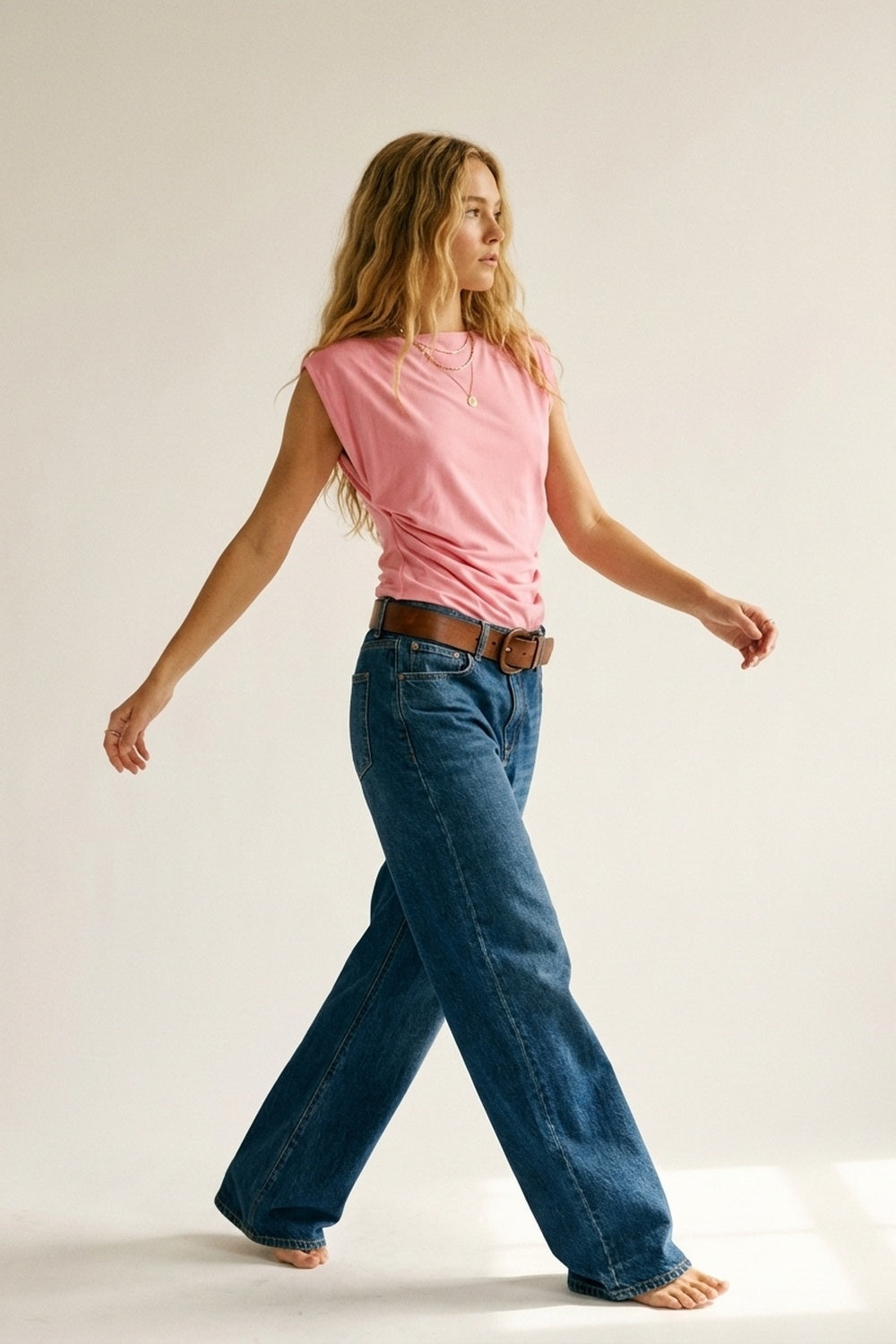 Pink Draped Sleeveless Asymmetric Top for Women - top