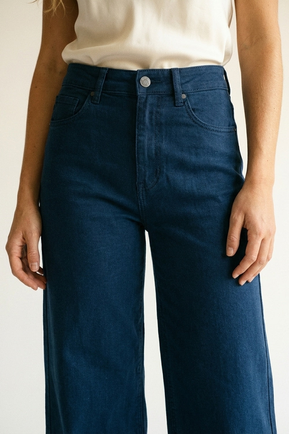 Dark blue Straight Pants wide leg - Coloured Jeans