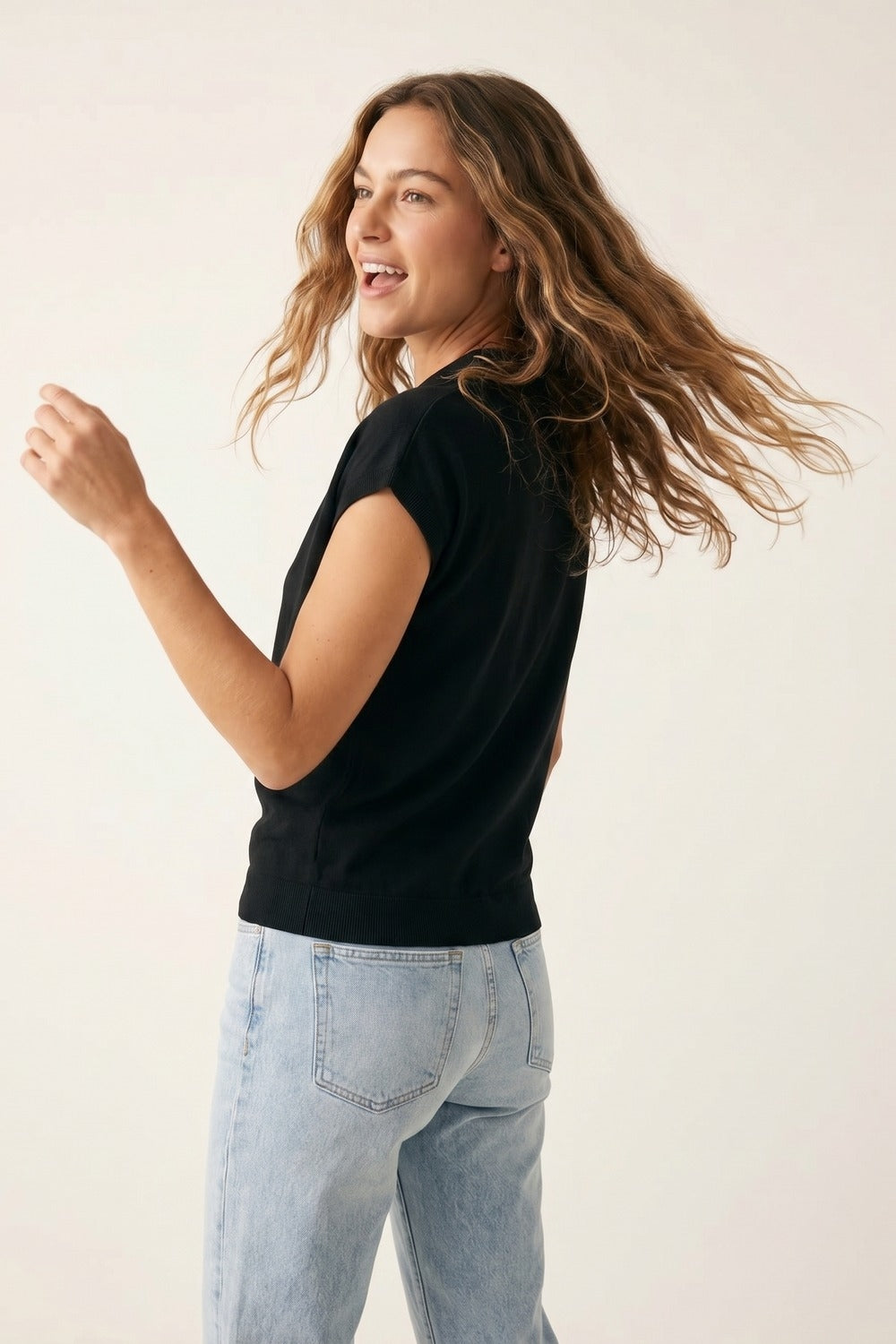 fine Knit Short Sleeve Polo in black color - Polos