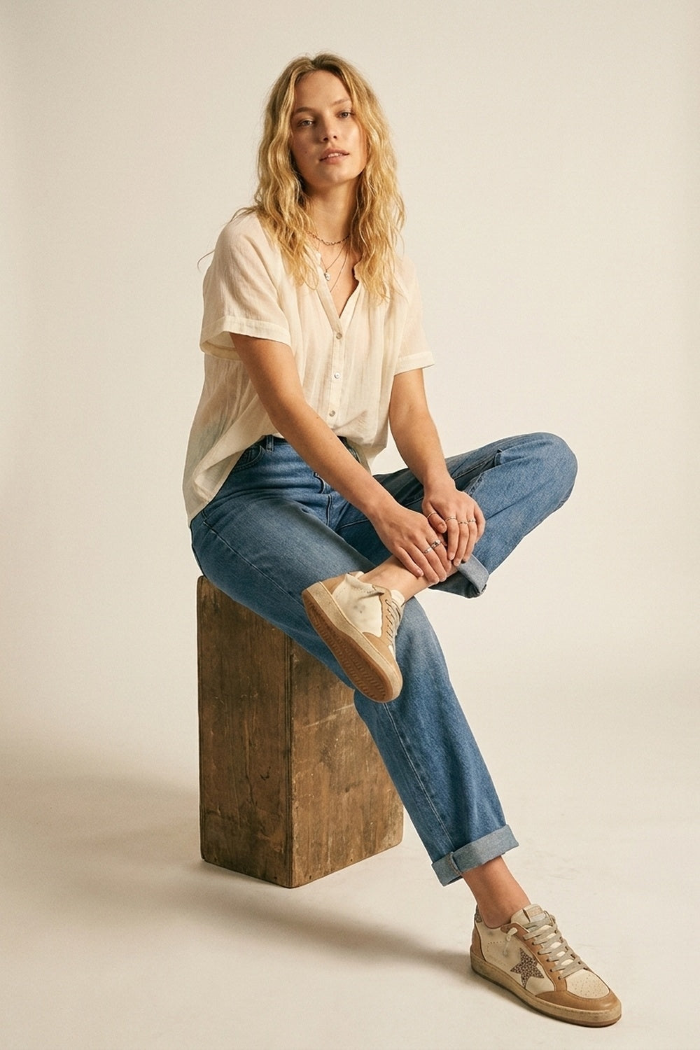 Classic Blue Straight-Leg Denim Jeans with mid waist - Denim