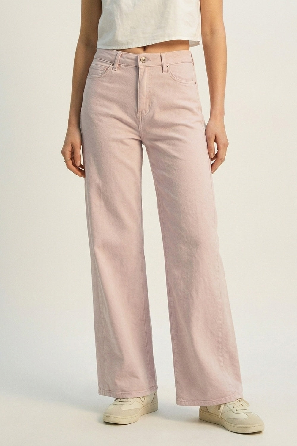 Light Pink Wide-Leg Pants with lightweight Twill - Coloured Jeans