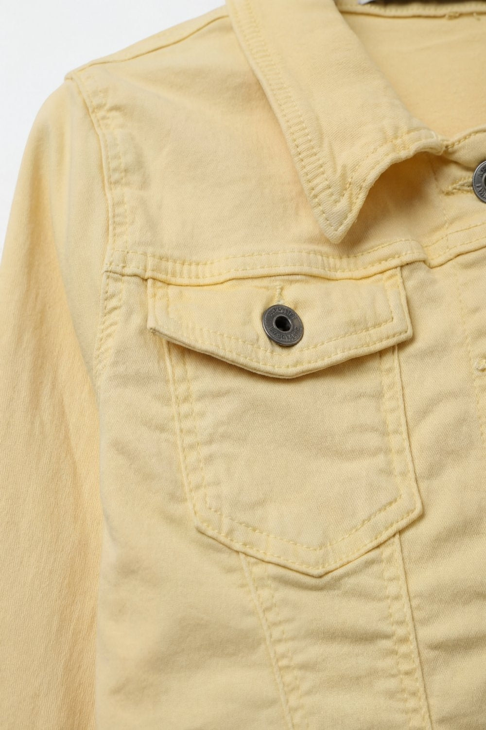 Butter Yellow Denim Jacket with Button-Front