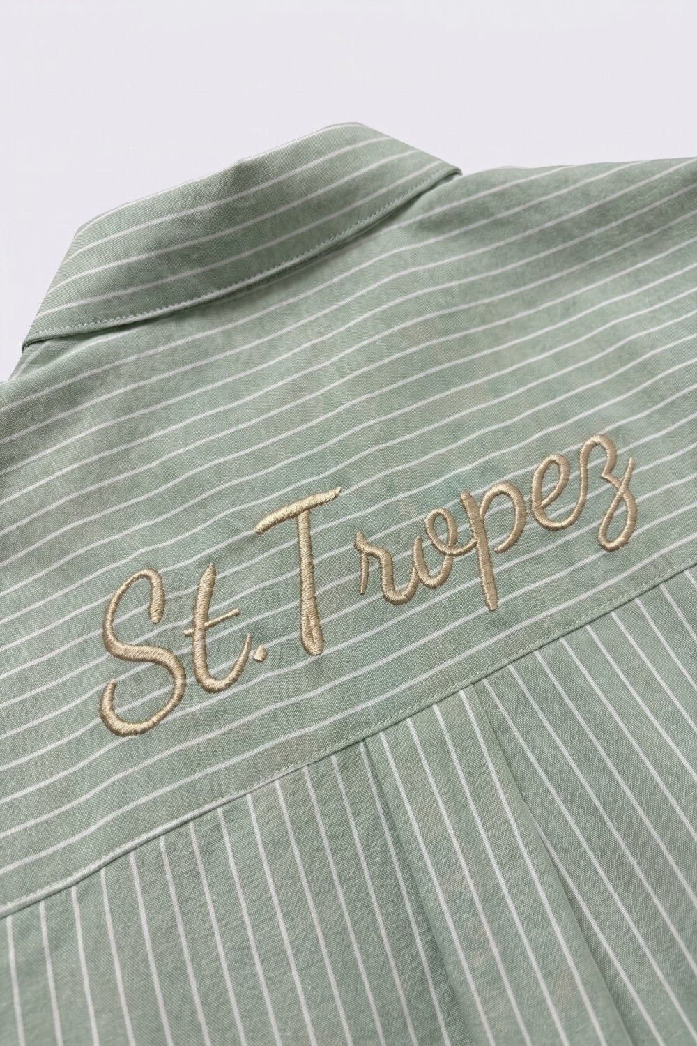Light Green Striped Shirt with embroidered St. Tropez logo - Shirts