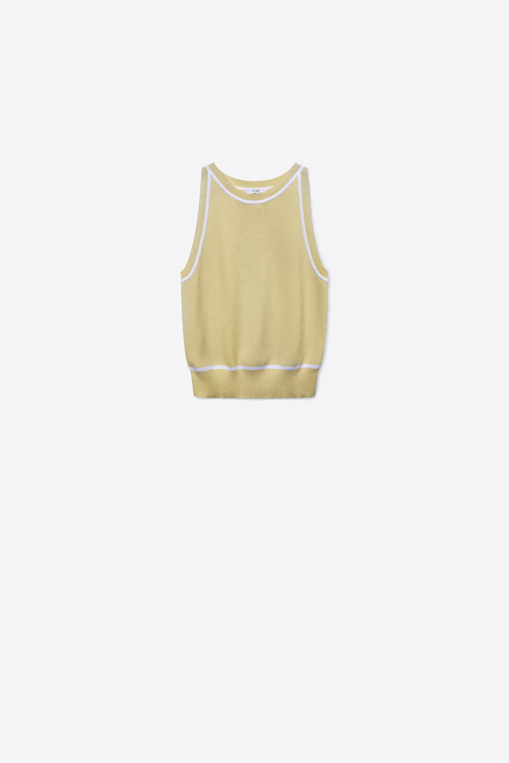 Sleeveless Knitted top In butter yellow Featuring detail white Lines