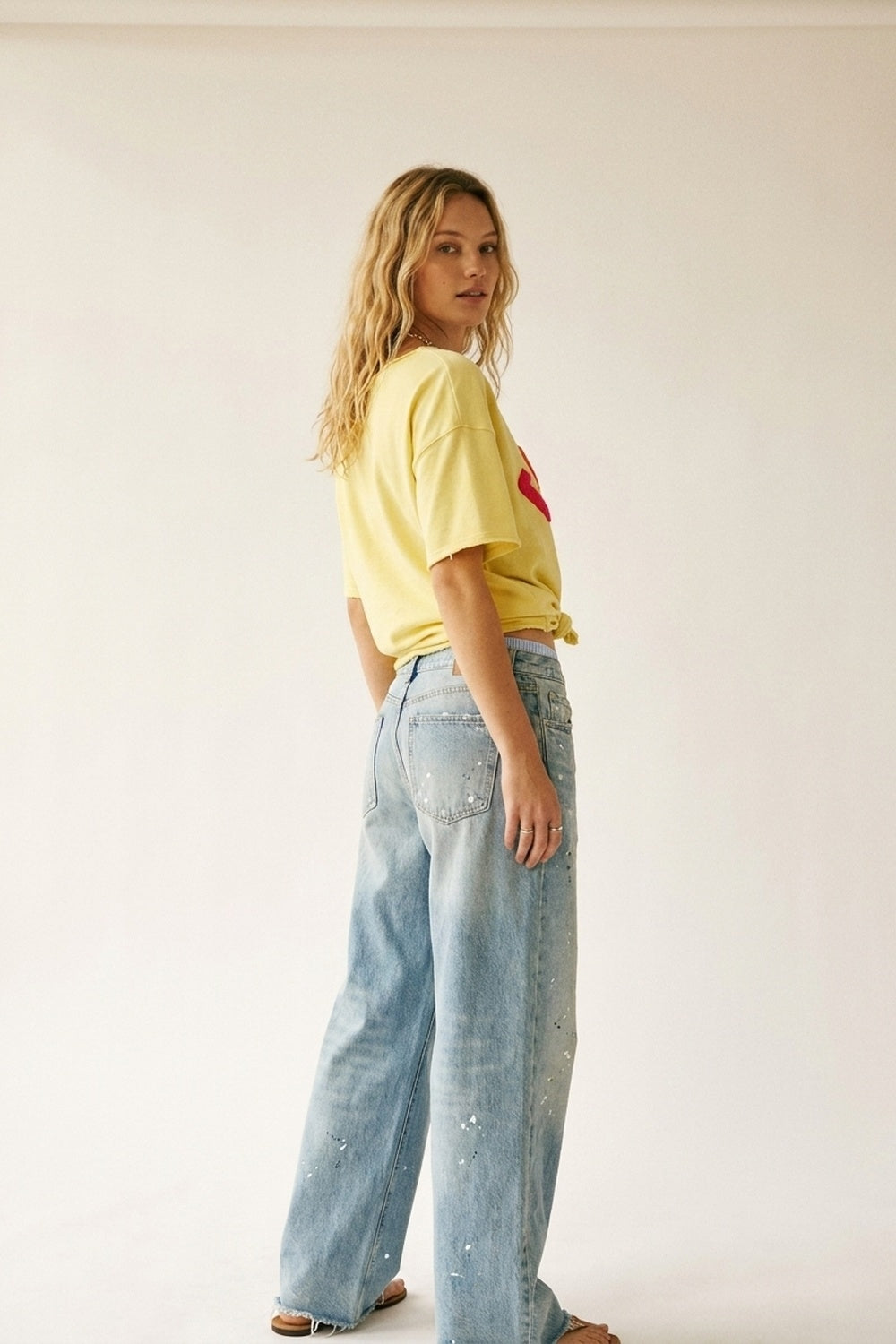 Yellow Relaxed Fit Graphic sweat with Colorful Text - top
