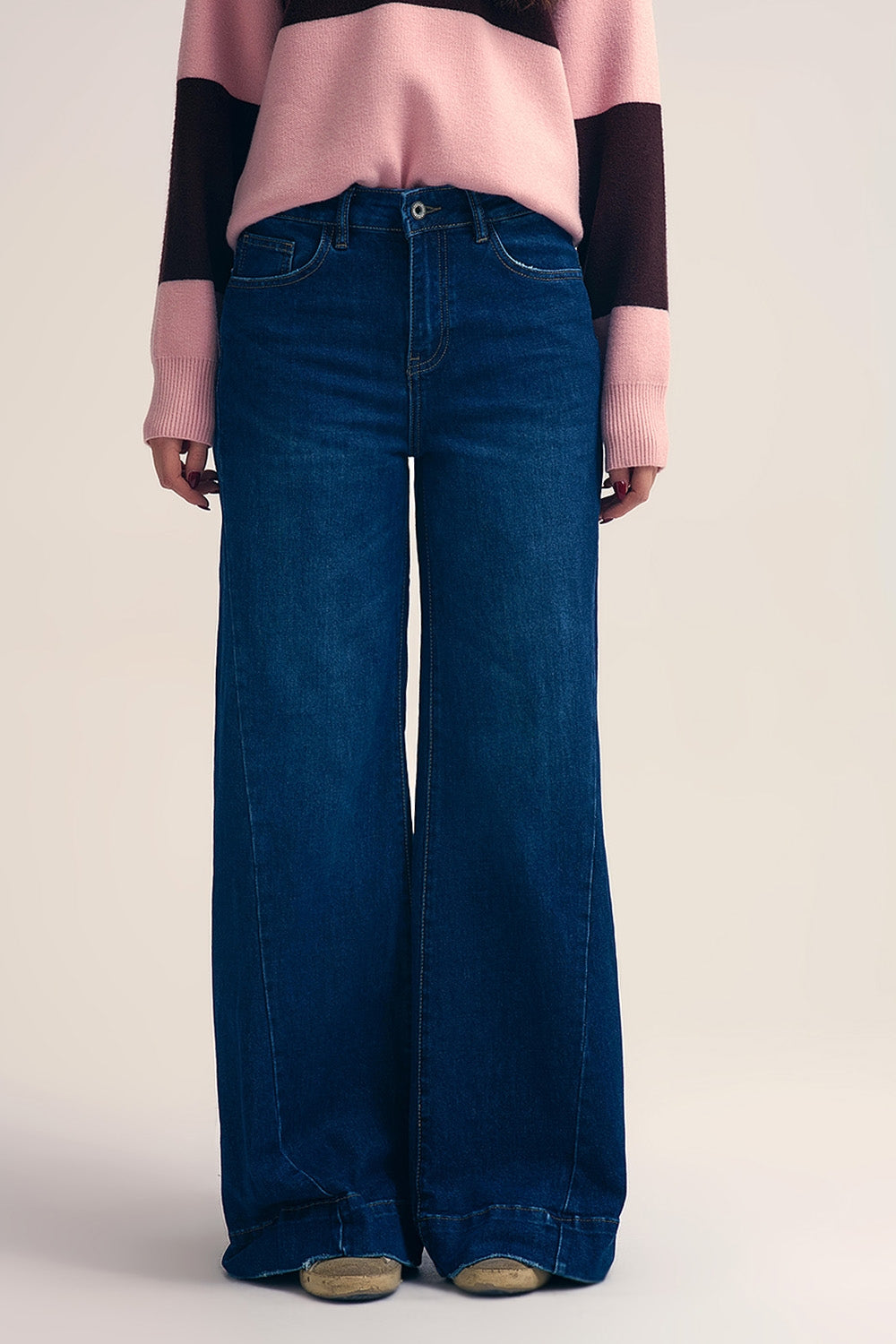 Dark wash Blue Jeans with extra wide leg - Denim