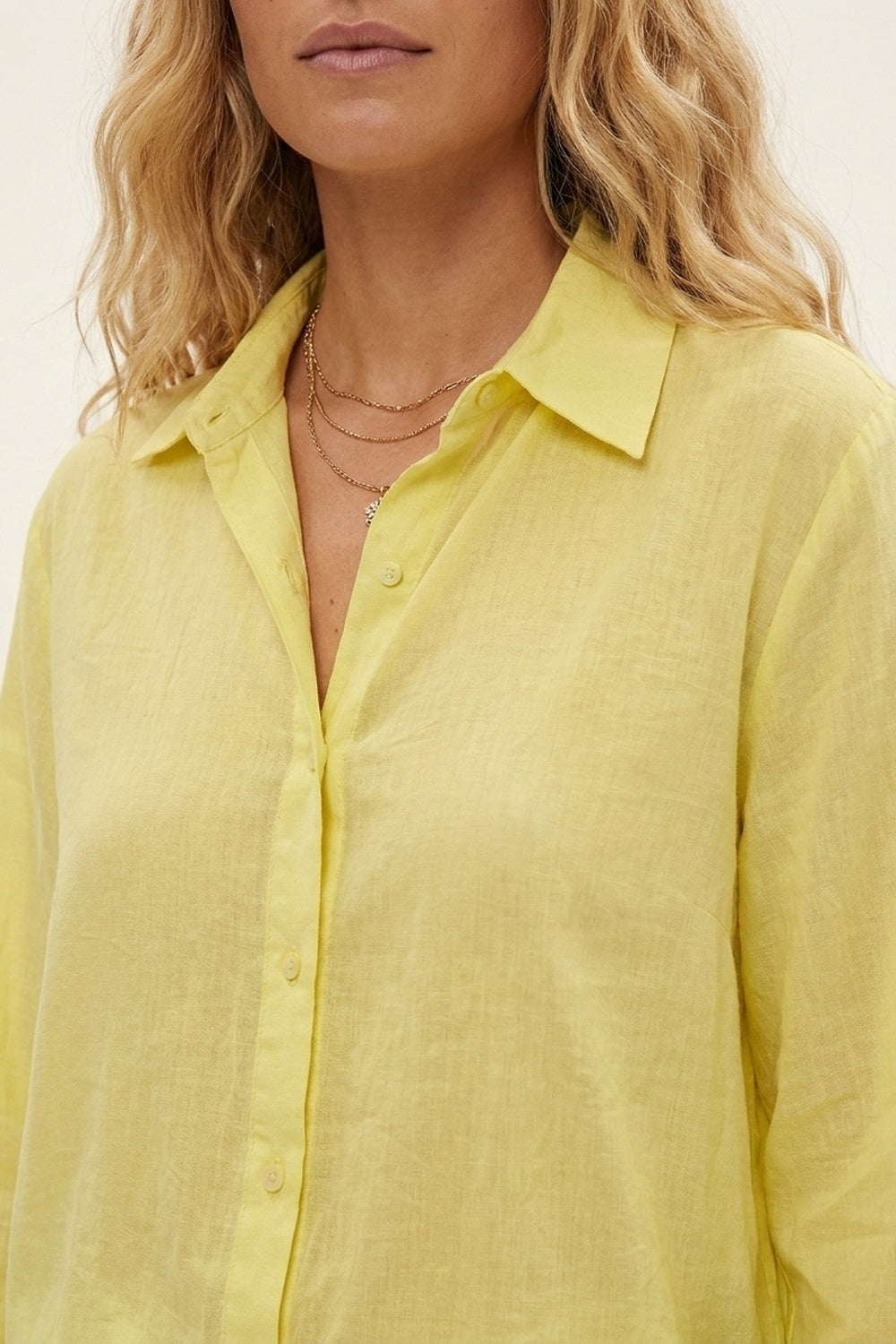 Yellow Relaxed Fit long Shirt with sheer fabric - Shirts
