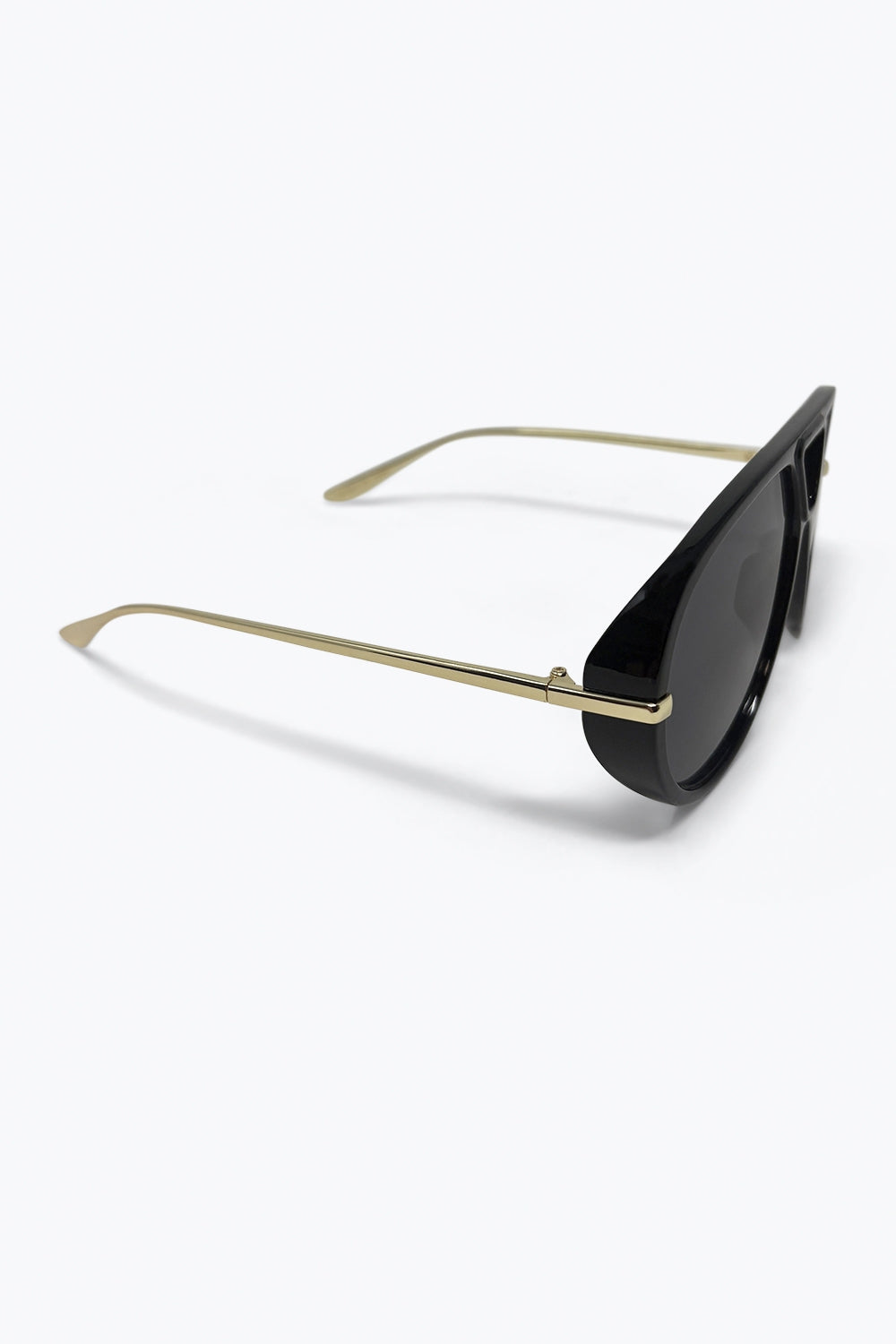 Black Oversized Aviator Sunglasses with Gold Details