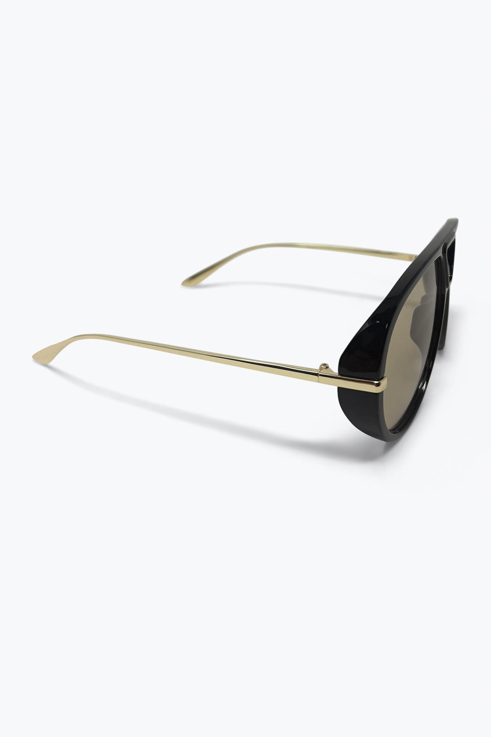 Black Aviator Style Sunglasses with Brown Lenses