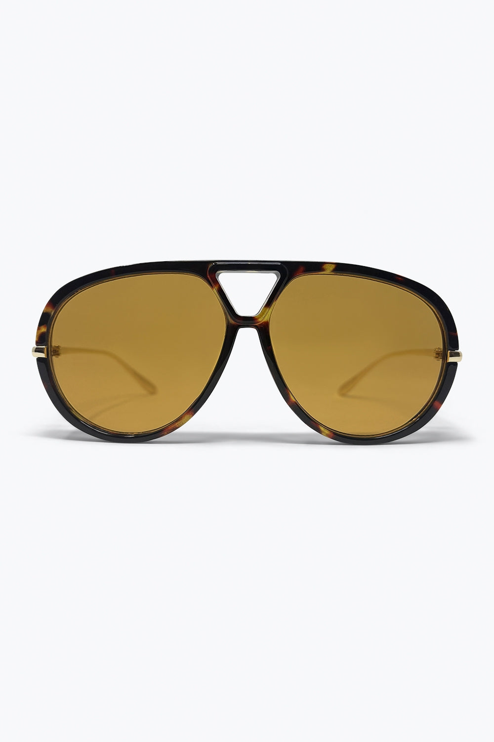 Tortoise Brown Aviator Style Sunglasses with Amber Lens