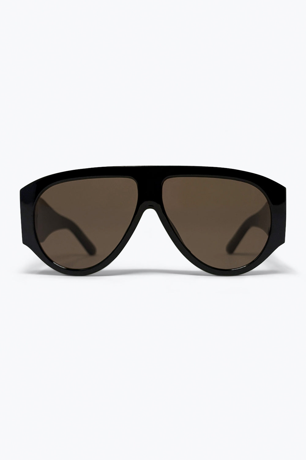 Black Shield Sunglasses with Brown Lens