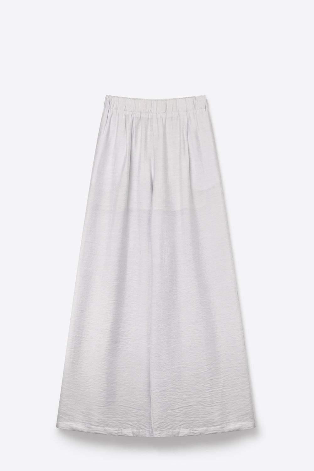 White Lightweight Woven Elastic Waist Wide Leg Pants - trousers