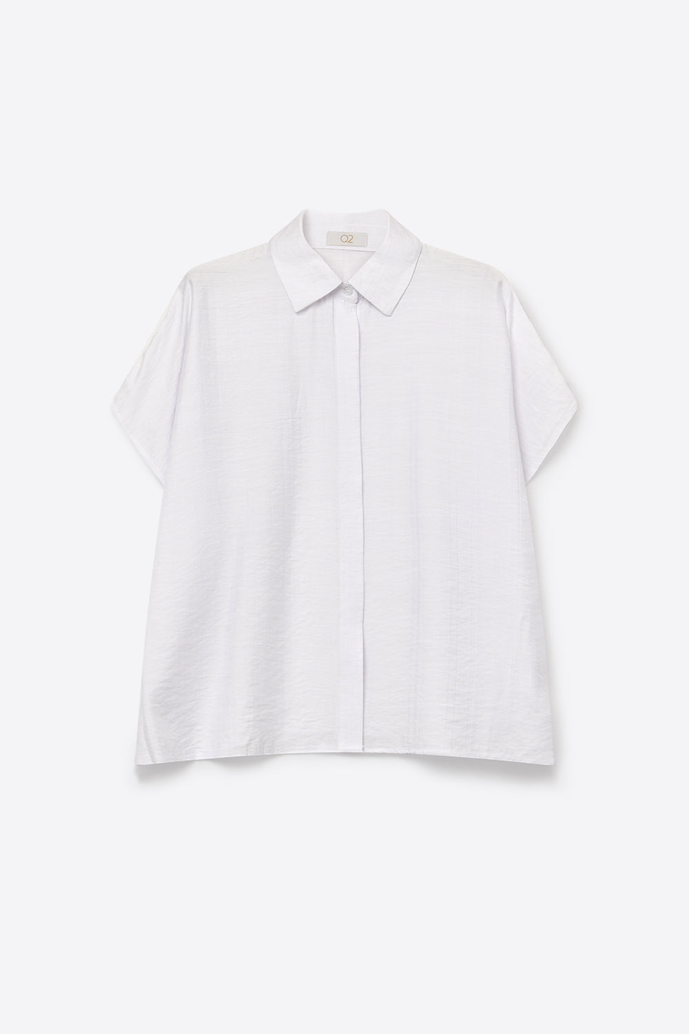 White Textured Cotton Short Sleeve Collared Relaxed Fit Shirt - Shirts