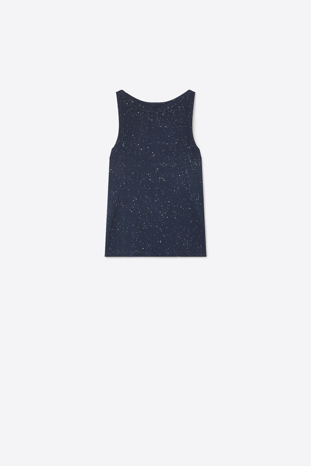 Navy Speckled fine Knit boat Neck Top - Tops