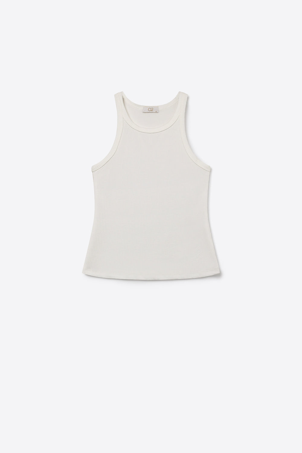 White Ribbed Crew Neck Tank Top with racerback sleeve - top