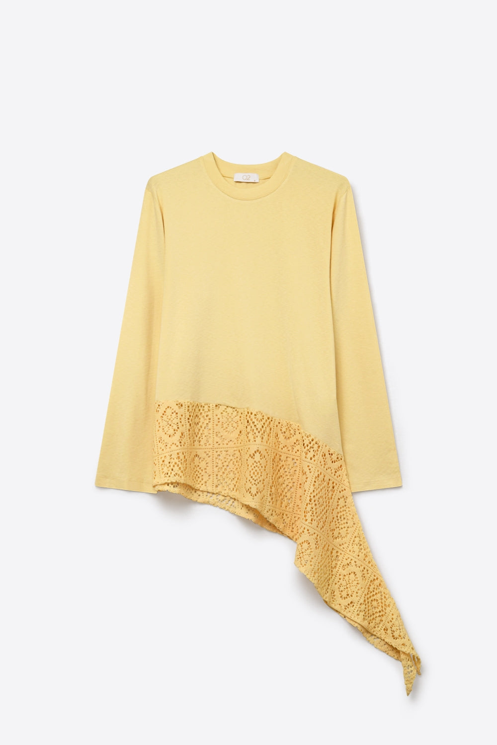 top with crochet Insert and Asymmetrical Hem in Yellow - top