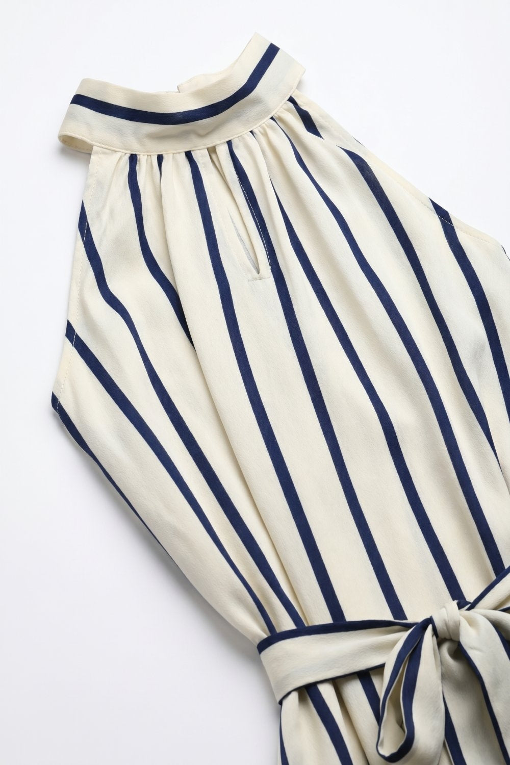 Striped maxi satin Halter dress with Tie Waist - dress