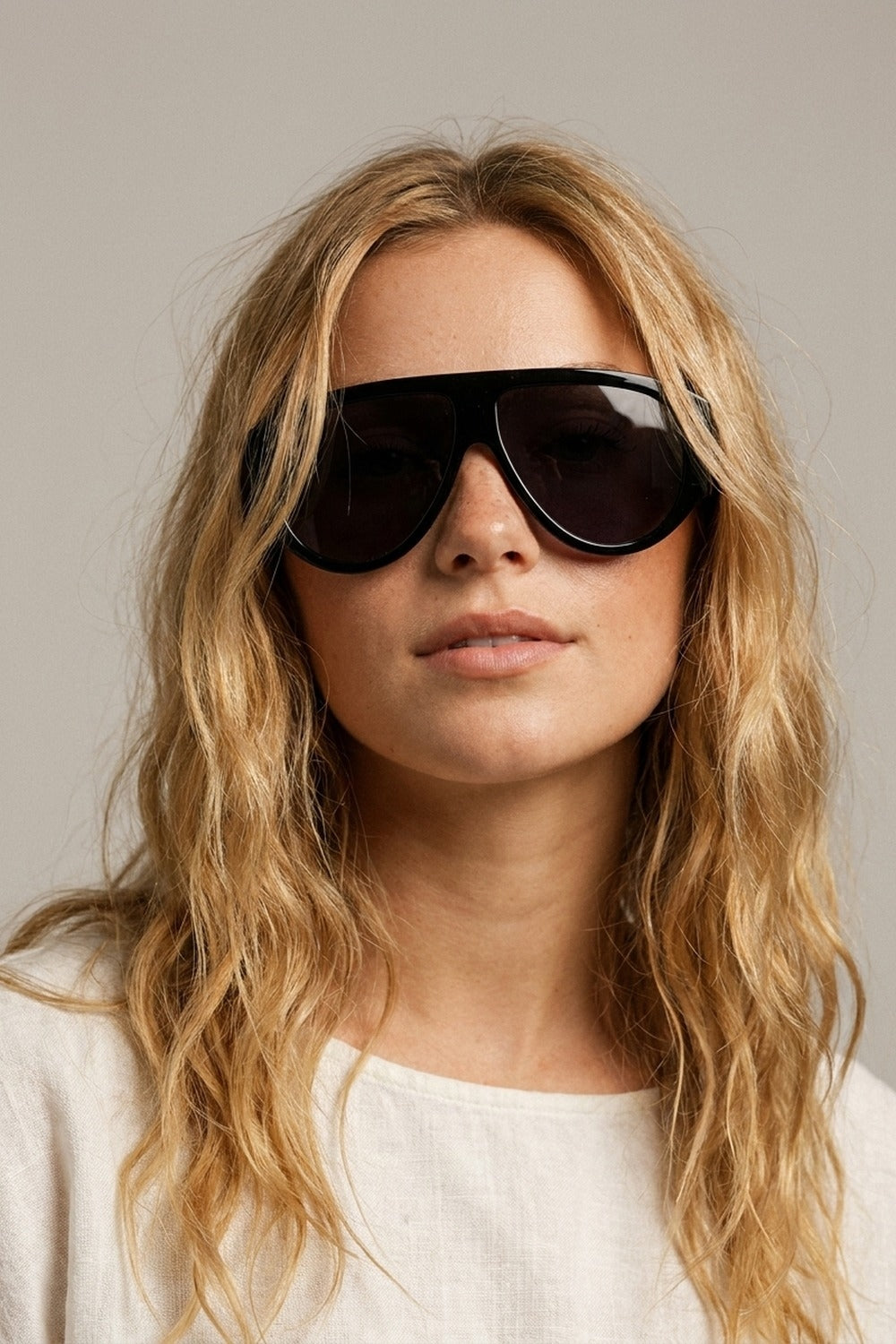 Black Oversized Shield Sunglasses with Dark Lenses