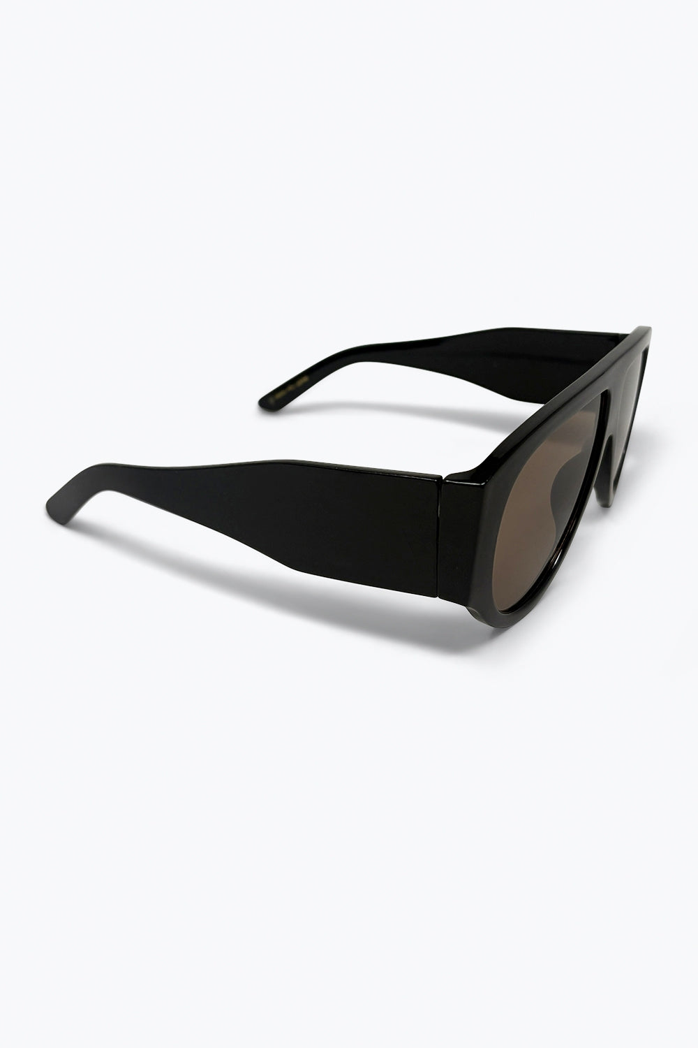 Black Shield Sunglasses with Brown Lens