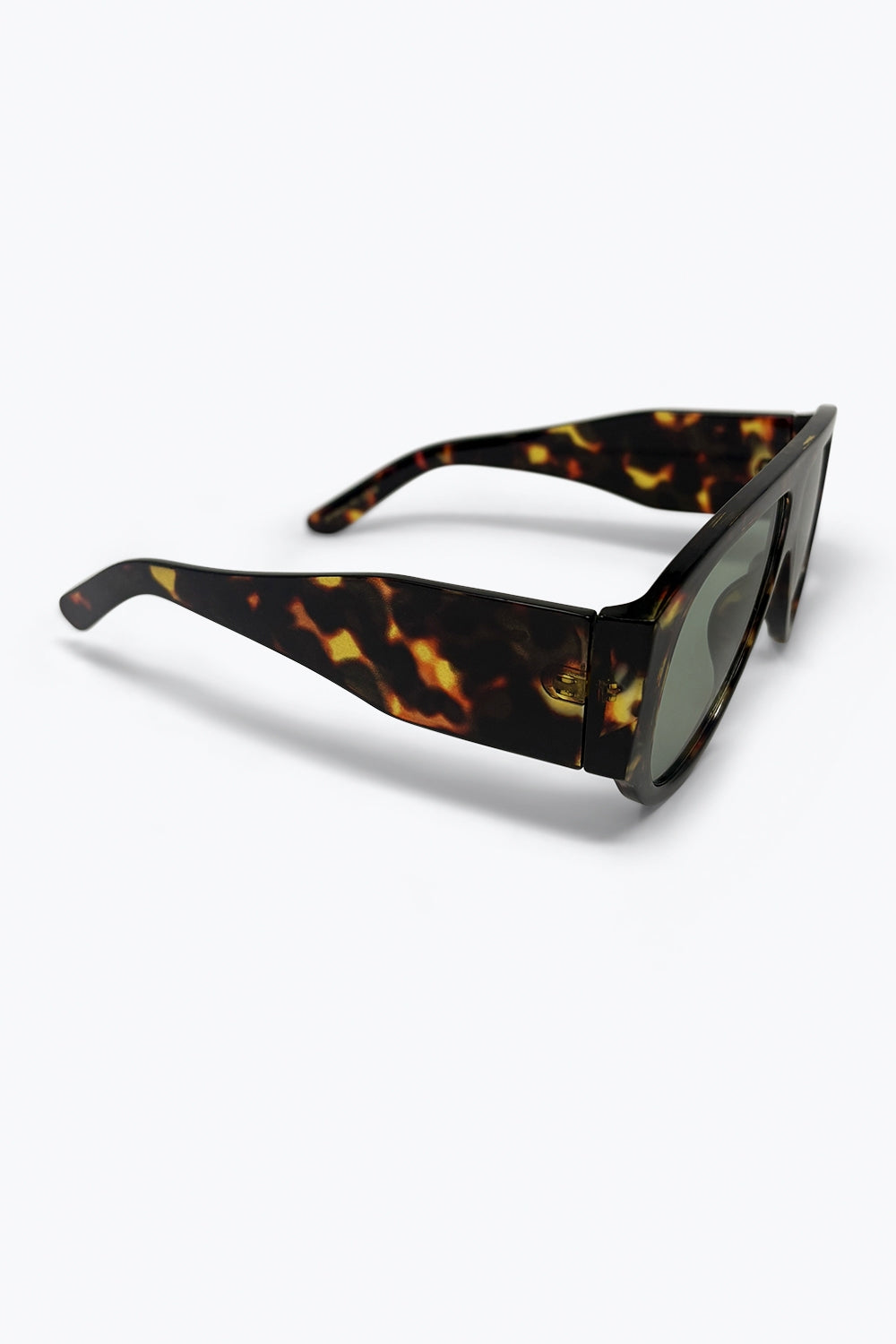 Tortoise Oversized Shield Sunglasses with Green Lens