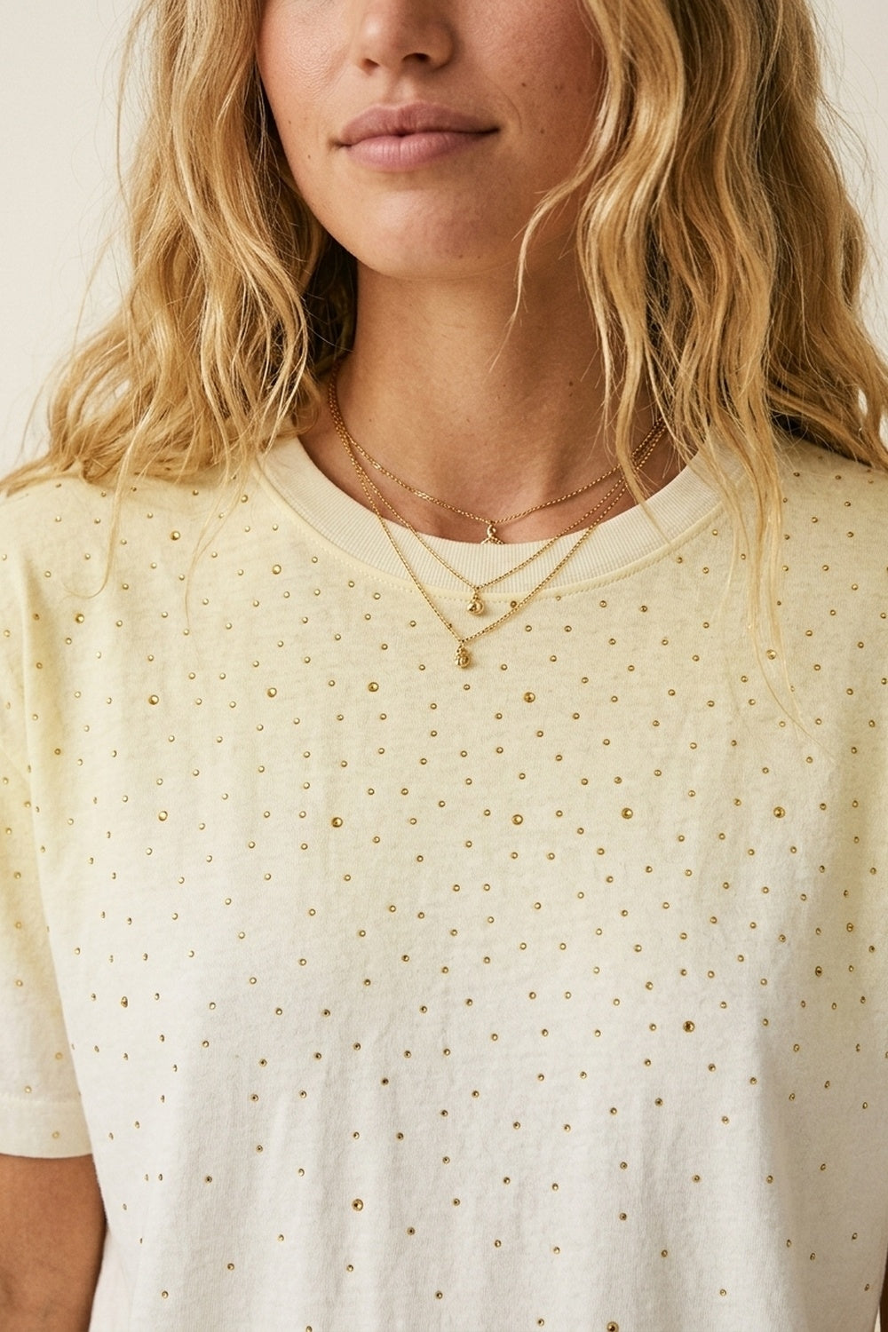 Yellow Gradient Speckled Short Sleeve Tee - top