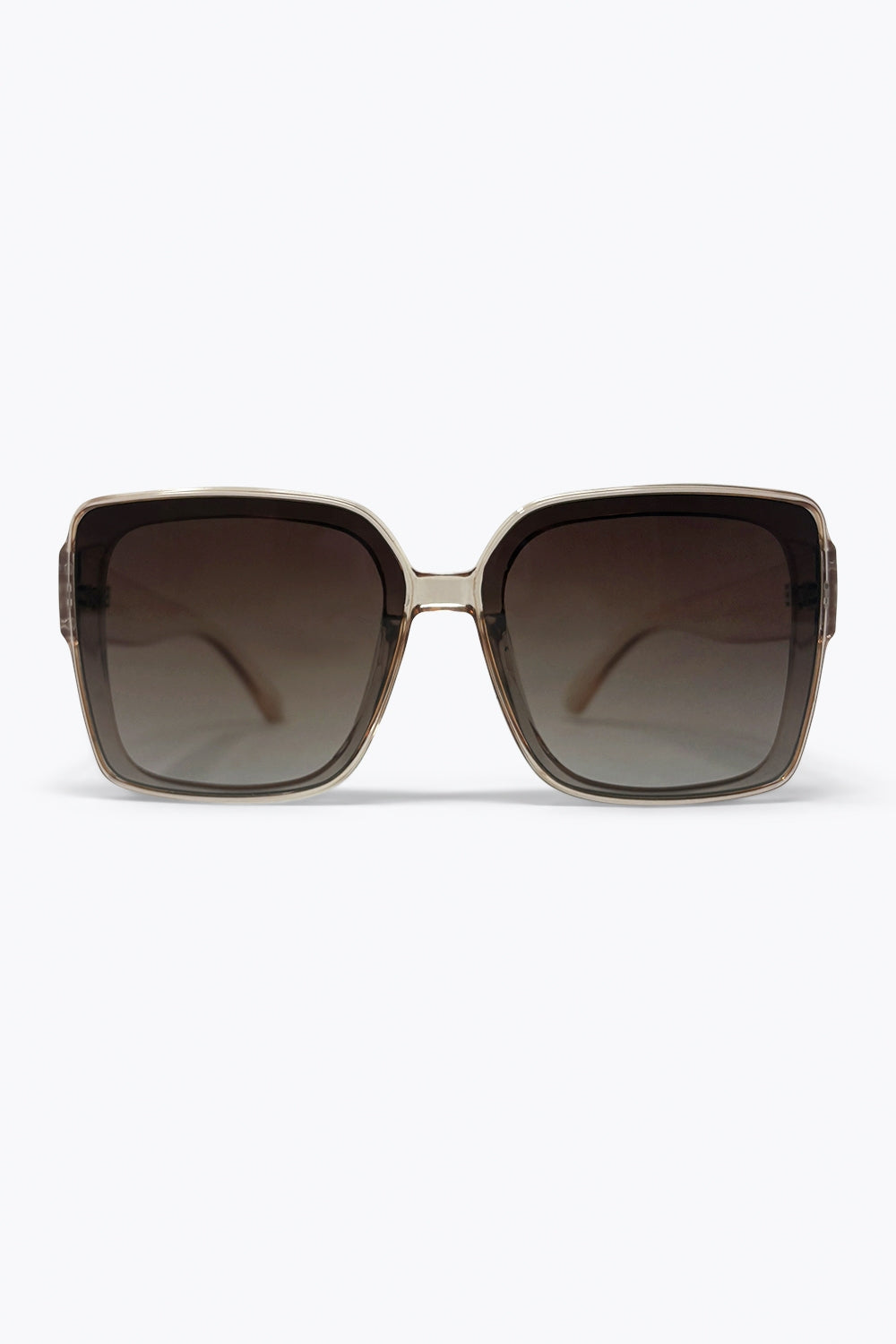 Brown Transparent Frame Gradient Lens Oversize Square Sunglasses