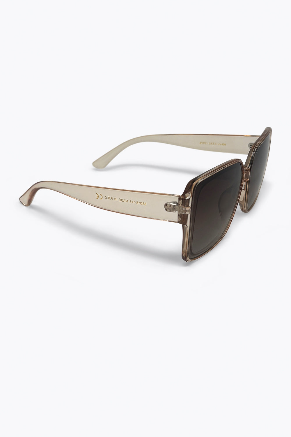 Brown Transparent Frame Gradient Lens Oversize Square Sunglasses