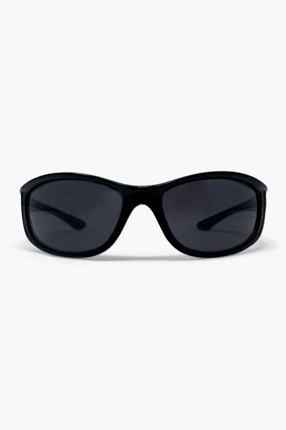 Black Glossy Frame Oval Lens UV Protection Sunglasses