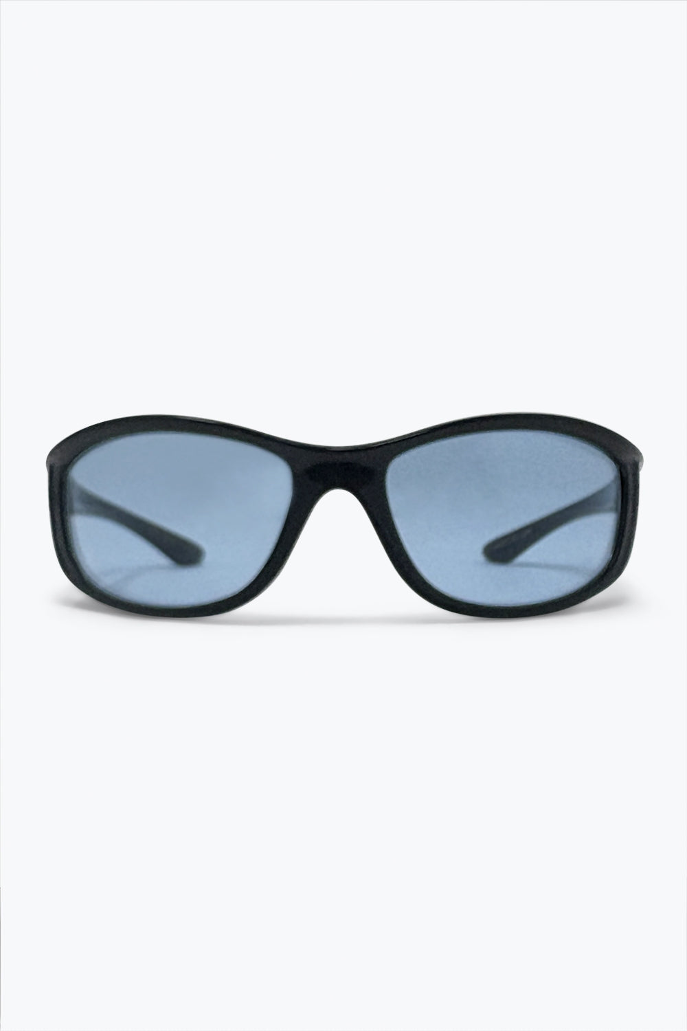 Black Oval Frame Blue Lens Classic Retro Sunglasses