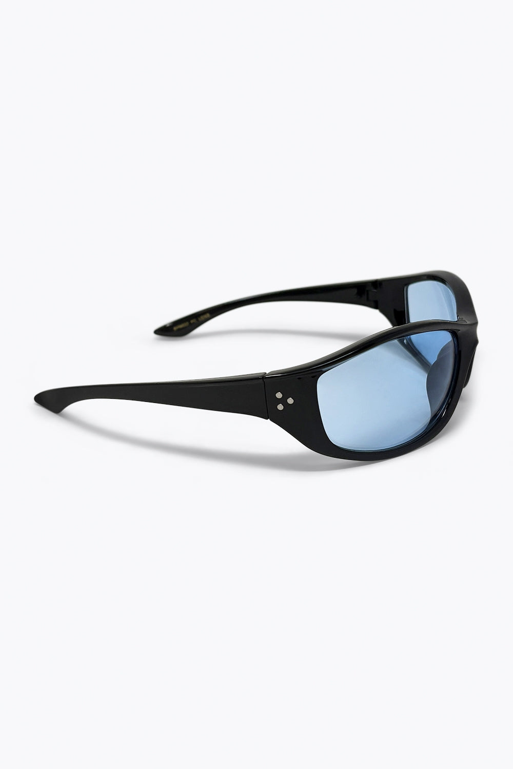 Black Oval Frame Blue Lens Classic Retro Sunglasses