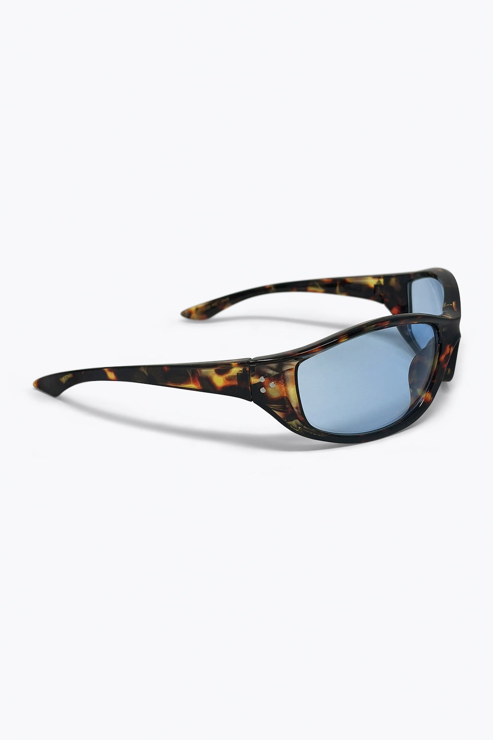 Multicolor Tortoiseshell Frame Blue Tinted Oval Sunglasses