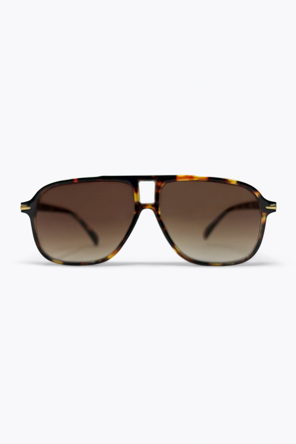 Multicolor Tortoiseshell Pattern Aviator Frame Gradient Lens Sunglasses