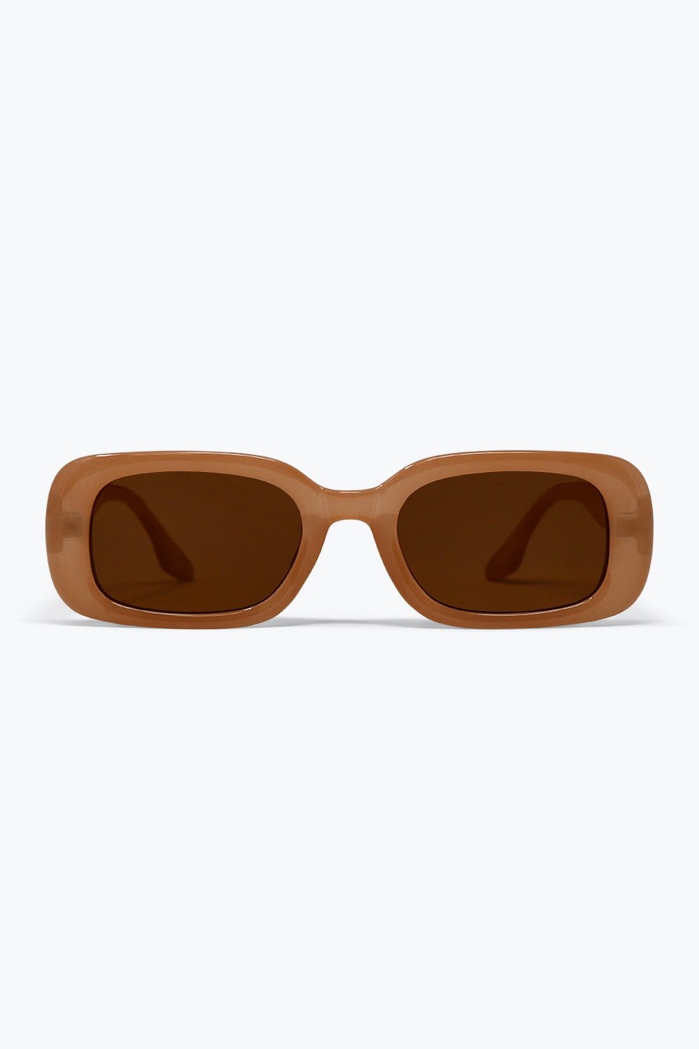 Brown Rectangle Frame Glossy Finish Chunky Sunglasses