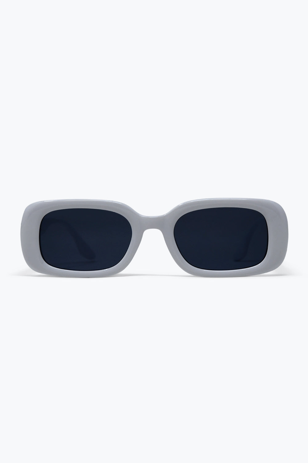 White Chunky Frame Rectangular Lens Modern Sunglasses