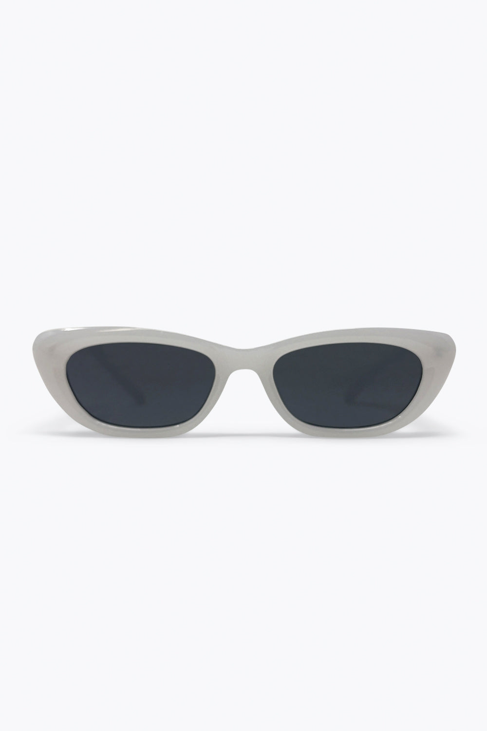 White Cat Eye Frame Silver Logo Detail Sunglasses