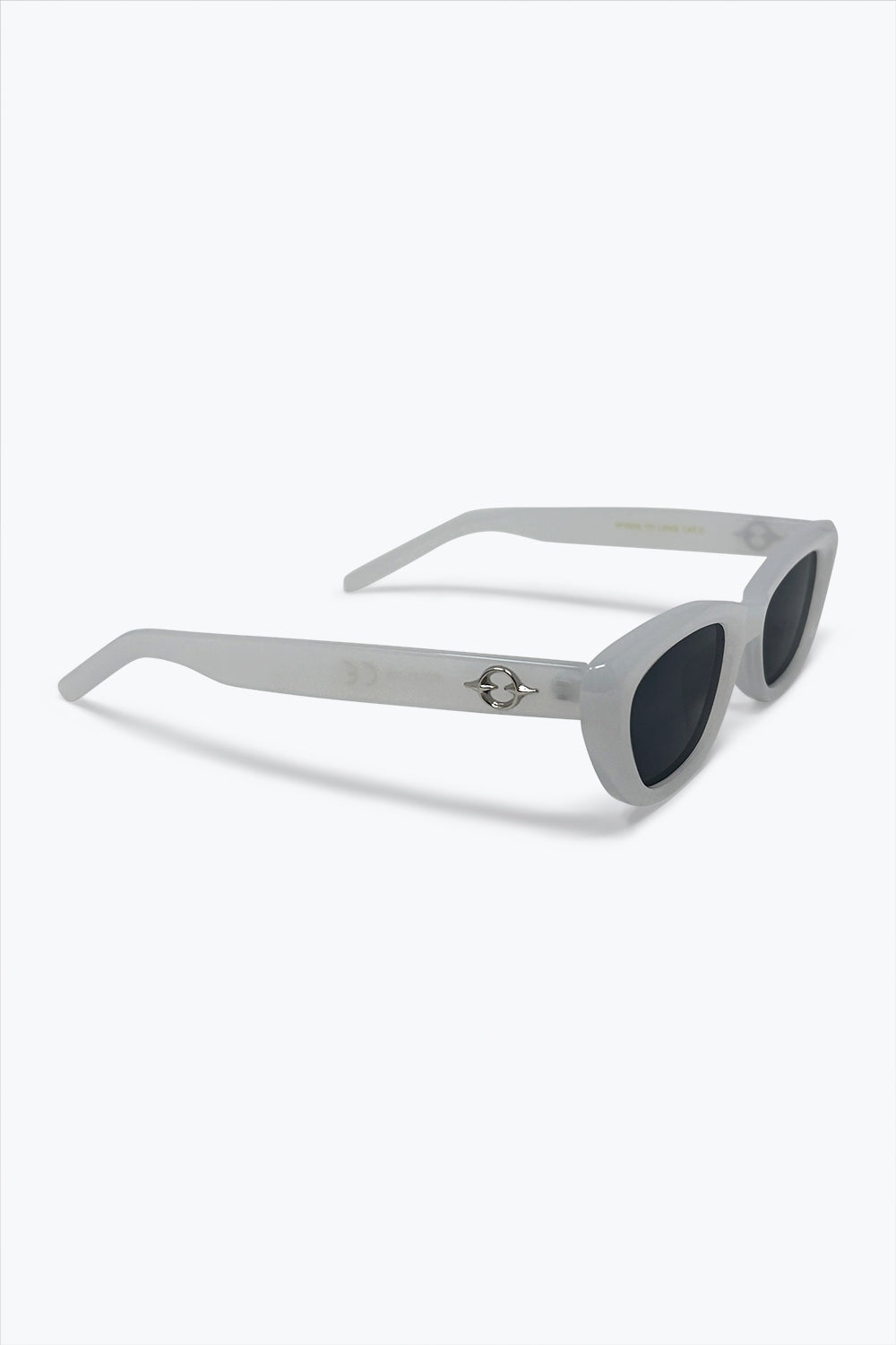 White Cat Eye Frame Silver Logo Detail Sunglasses