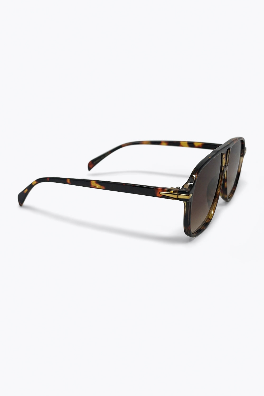 Multicolor Tortoiseshell Pattern Aviator Frame Gradient Lens Sunglasses