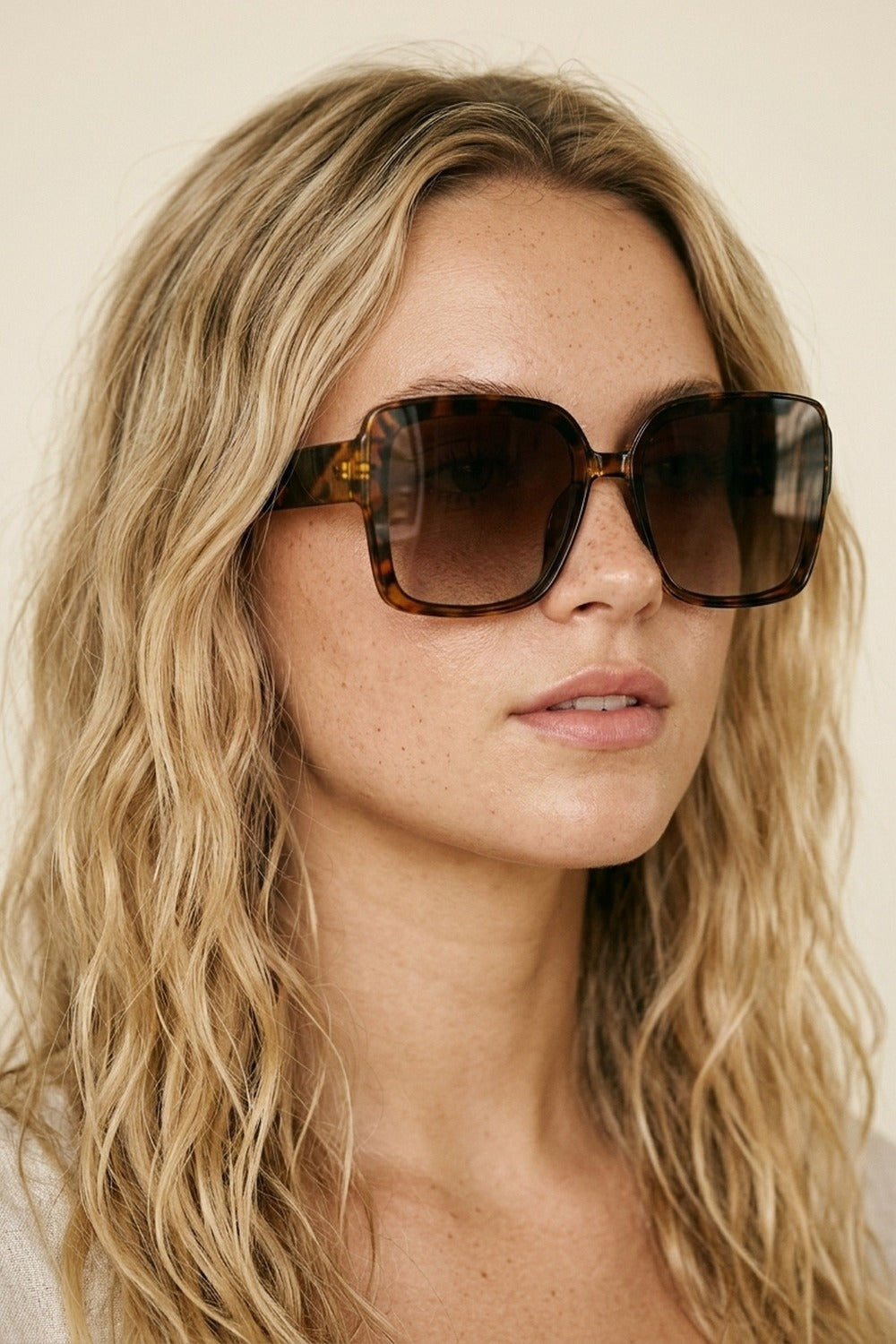 Multicolor Tortoiseshell Acetate Square Frame Oversize Sunglasses