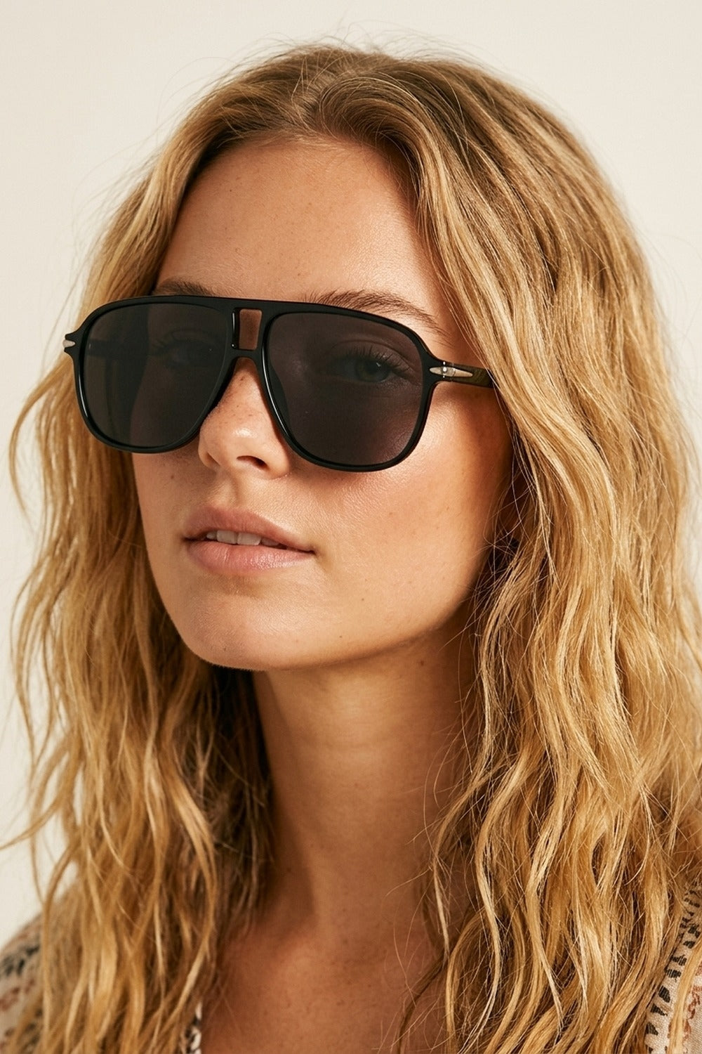 Black Oversize Square Frame Classic Aviator Sunglasses