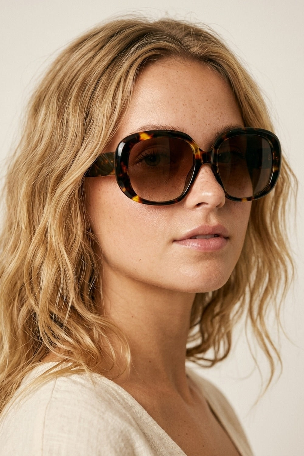 Brown Tortoiseshell Acrylic Oversize Square Frame Sunglasses