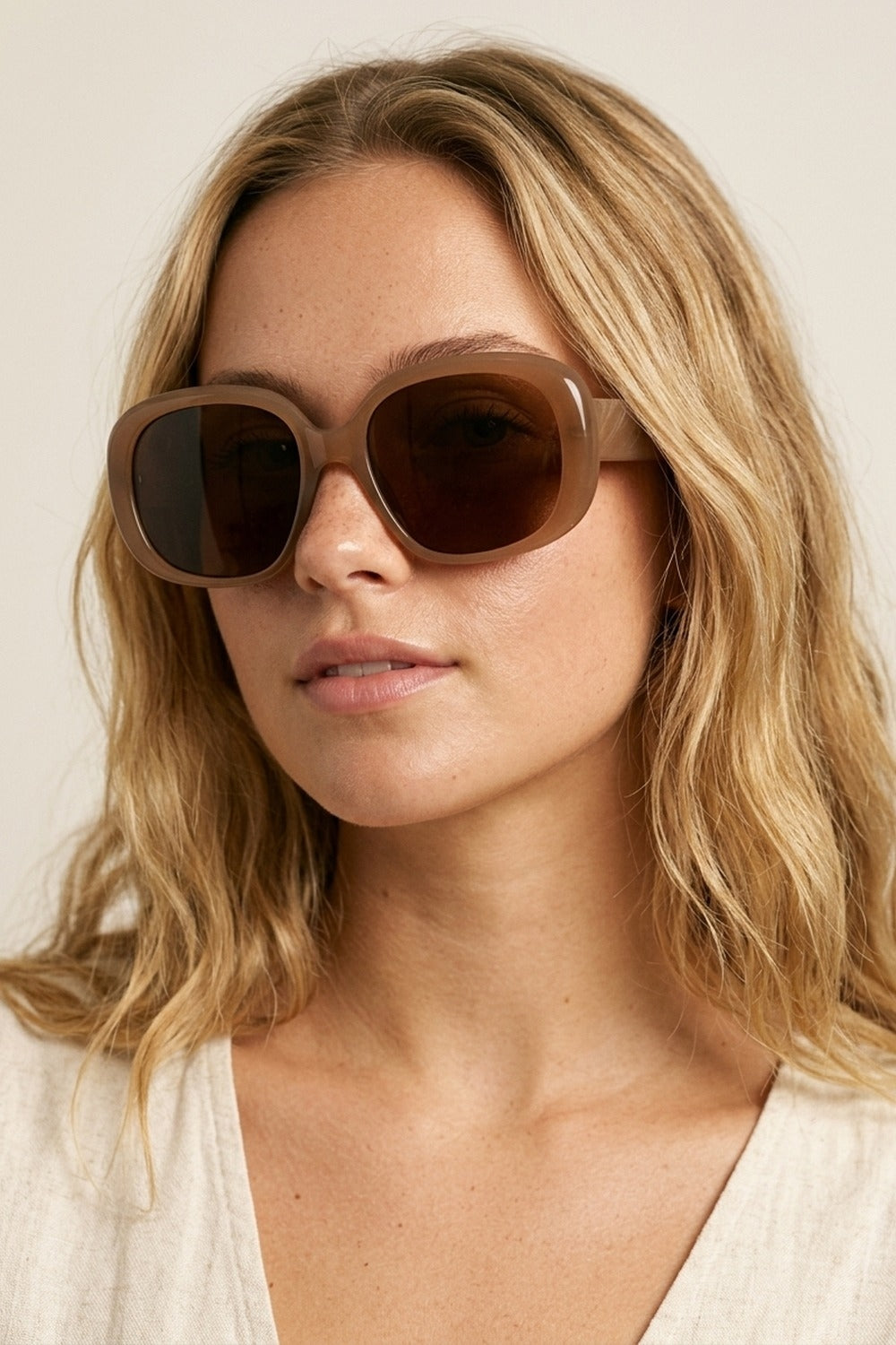 Brown Oversized Square Frame Chunky Sunglasses