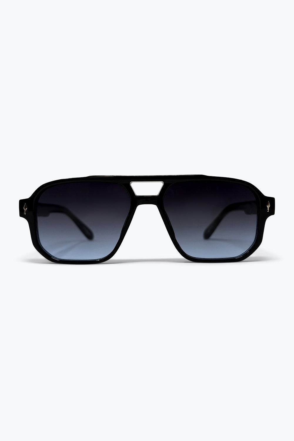 Black Gradient Lens Geometric Frame Oversize Sunglasses