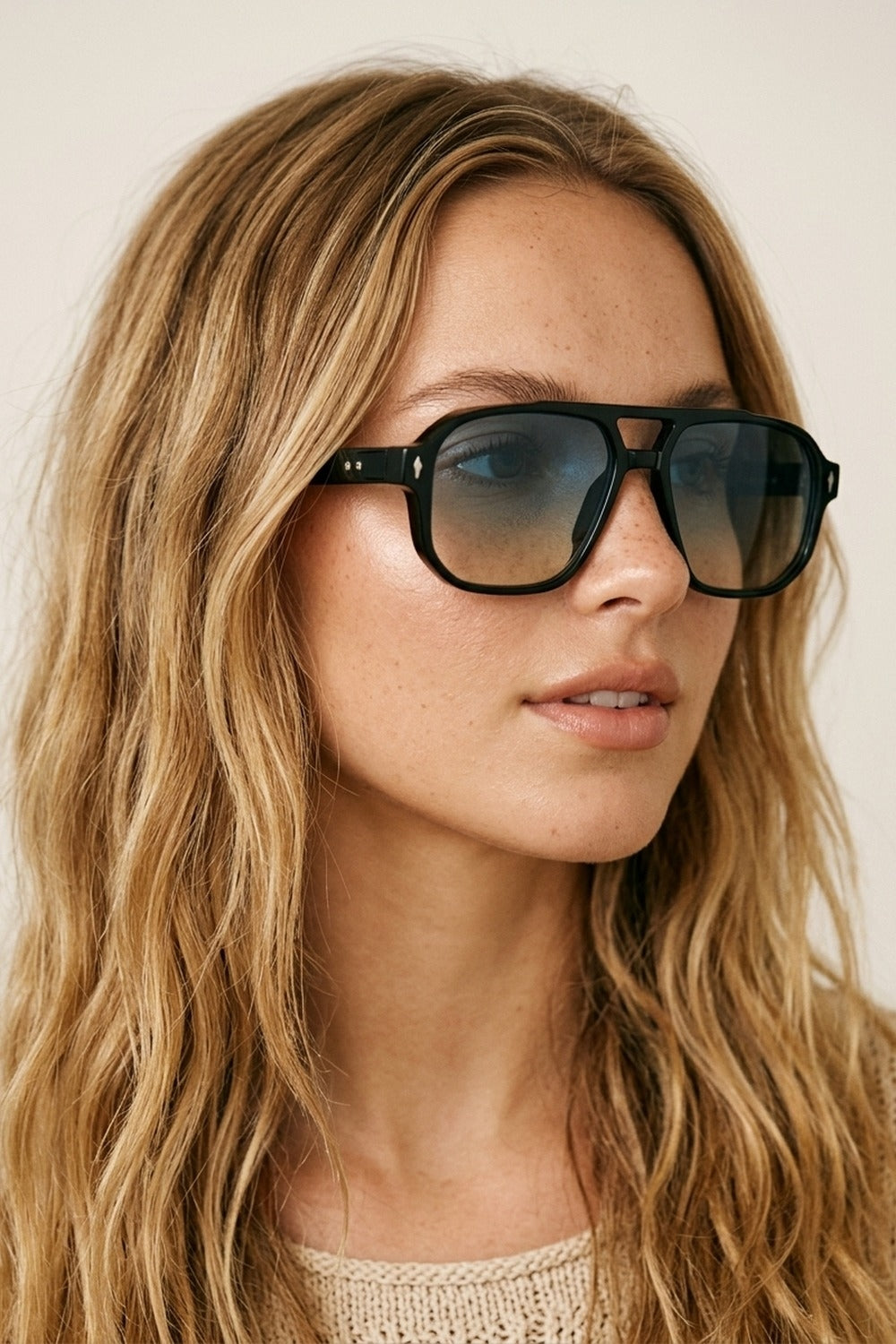 Black Gradient Lens Oversize Square Frame Sunglasses