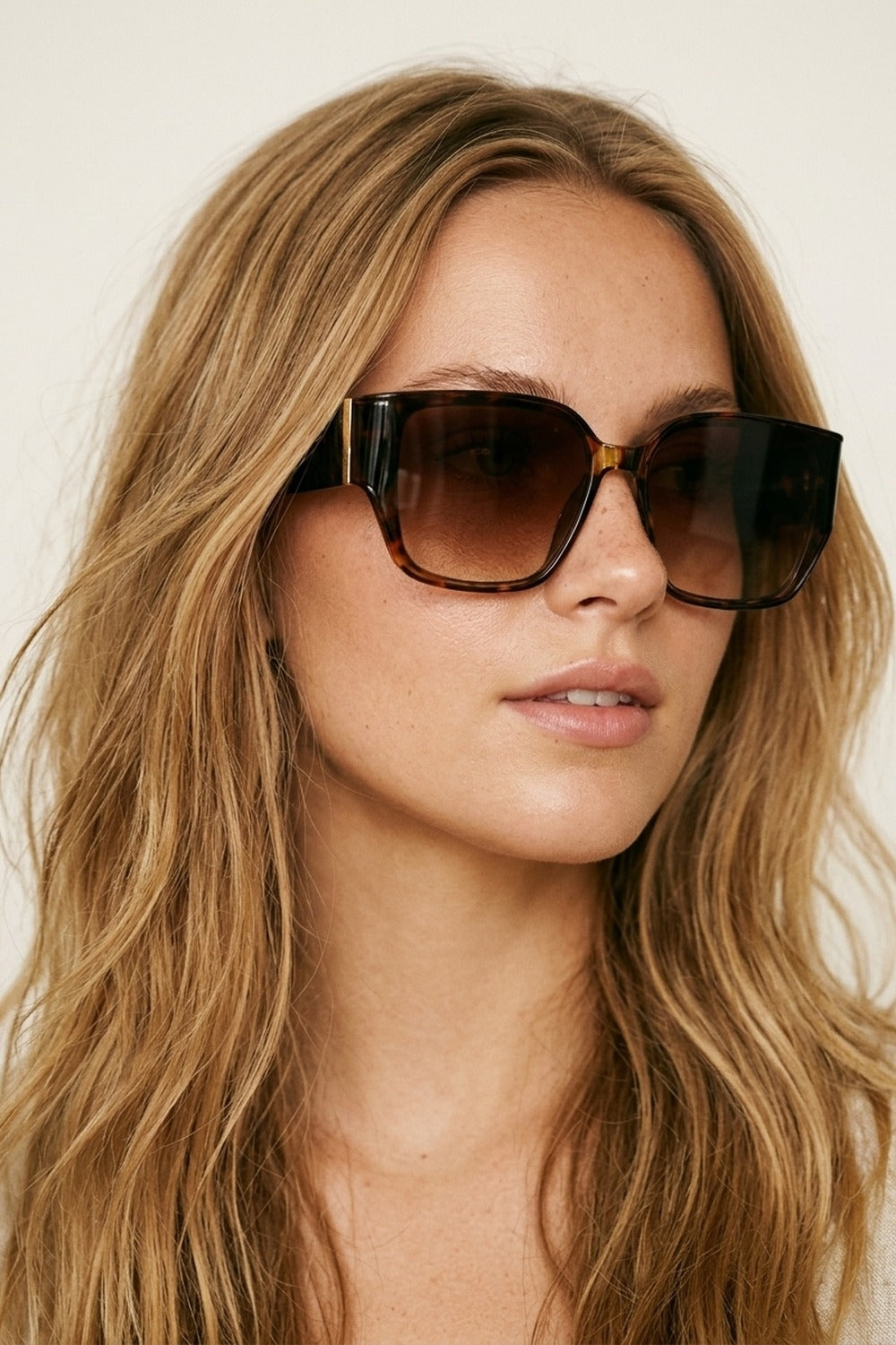 Brown Tortoiseshell Square Frame Gradient Oversize Sunglasses