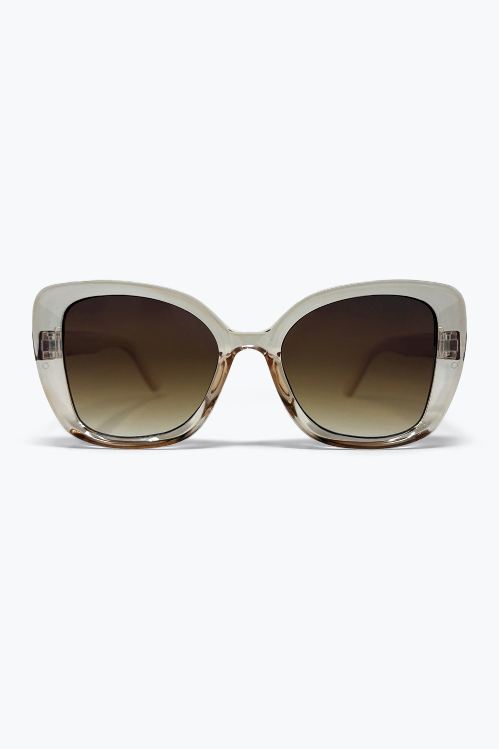 Beige Transparent Acetate Oversize Gradient Lens Square Sunglasses