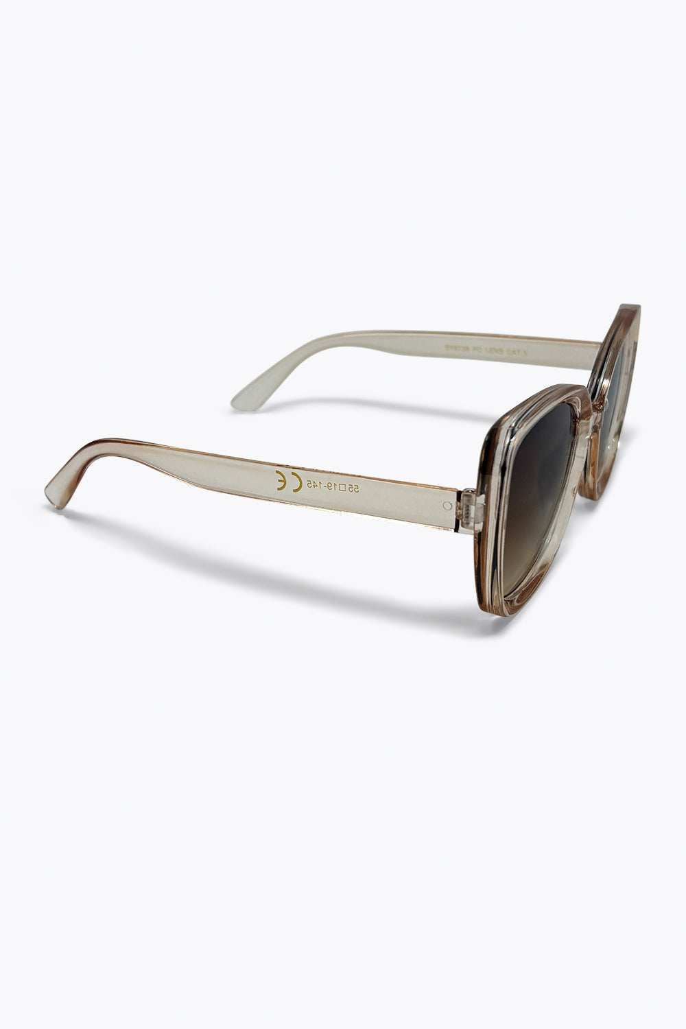 Beige Transparent Acetate Oversize Gradient Lens Square Sunglasses