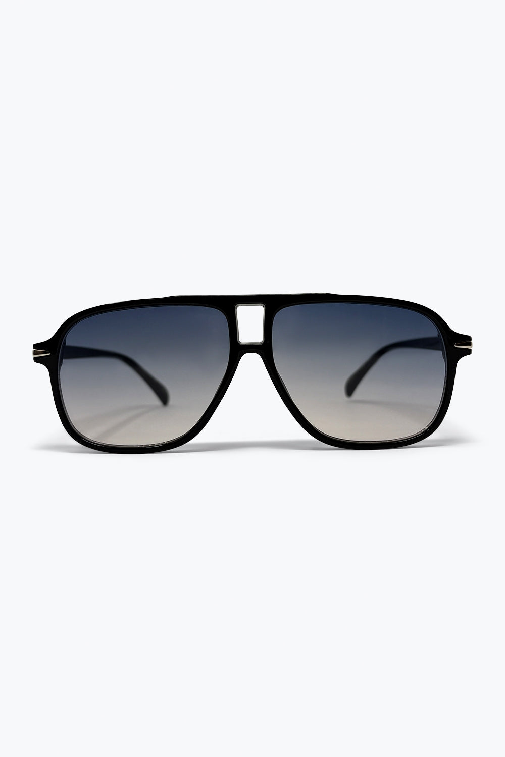 Black Gradient Lens Aviator Oversize Sunglasses With Double Bridge