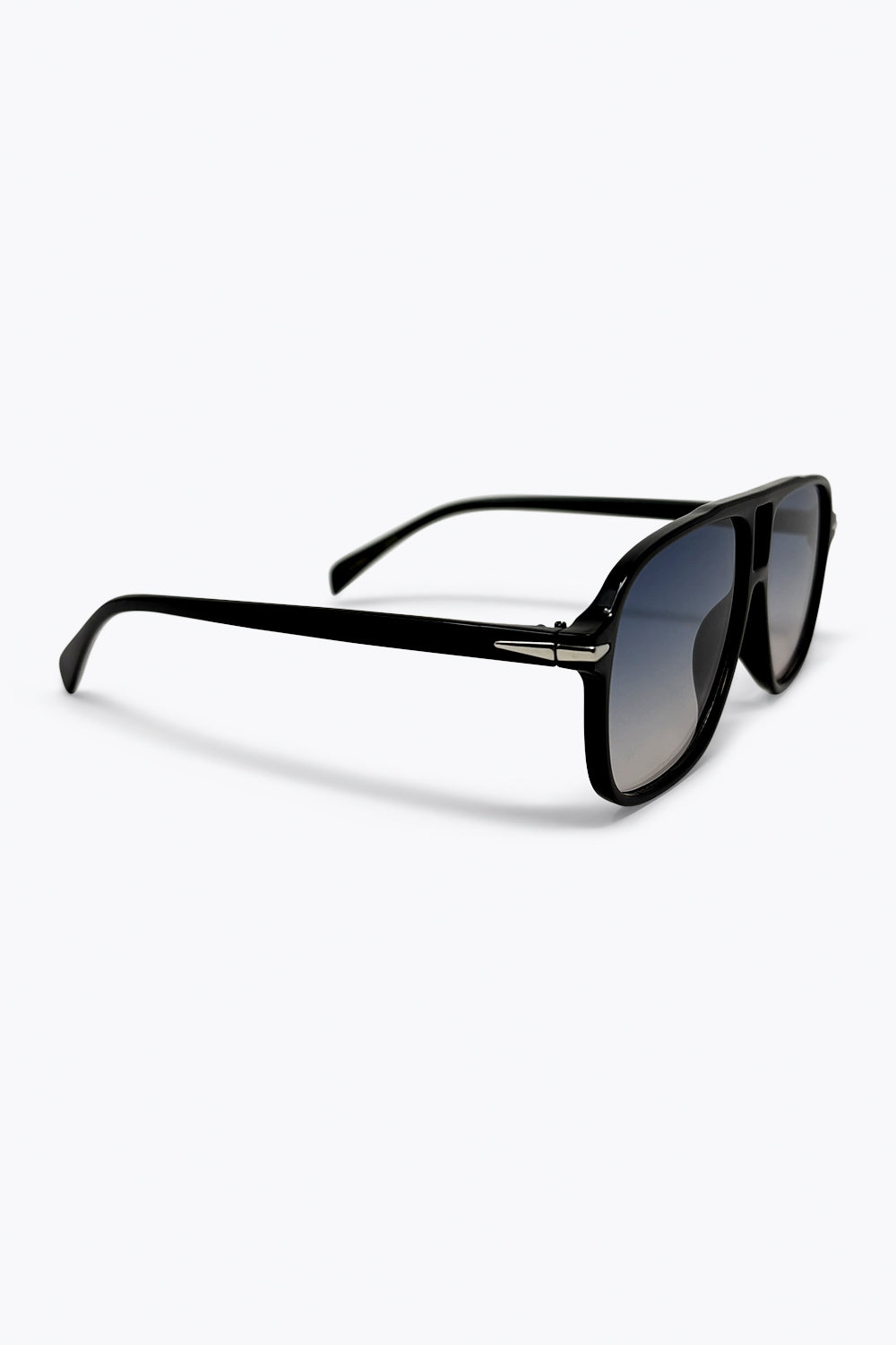 Black Gradient Lens Aviator Oversize Sunglasses With Double Bridge