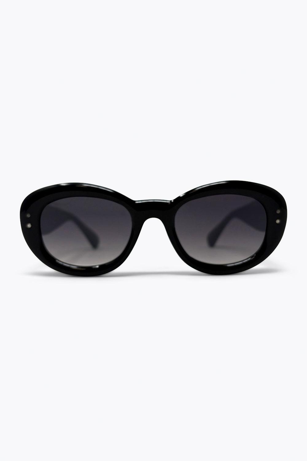 Black Oval Frame Gradient Lens Chunky Sunglasses
