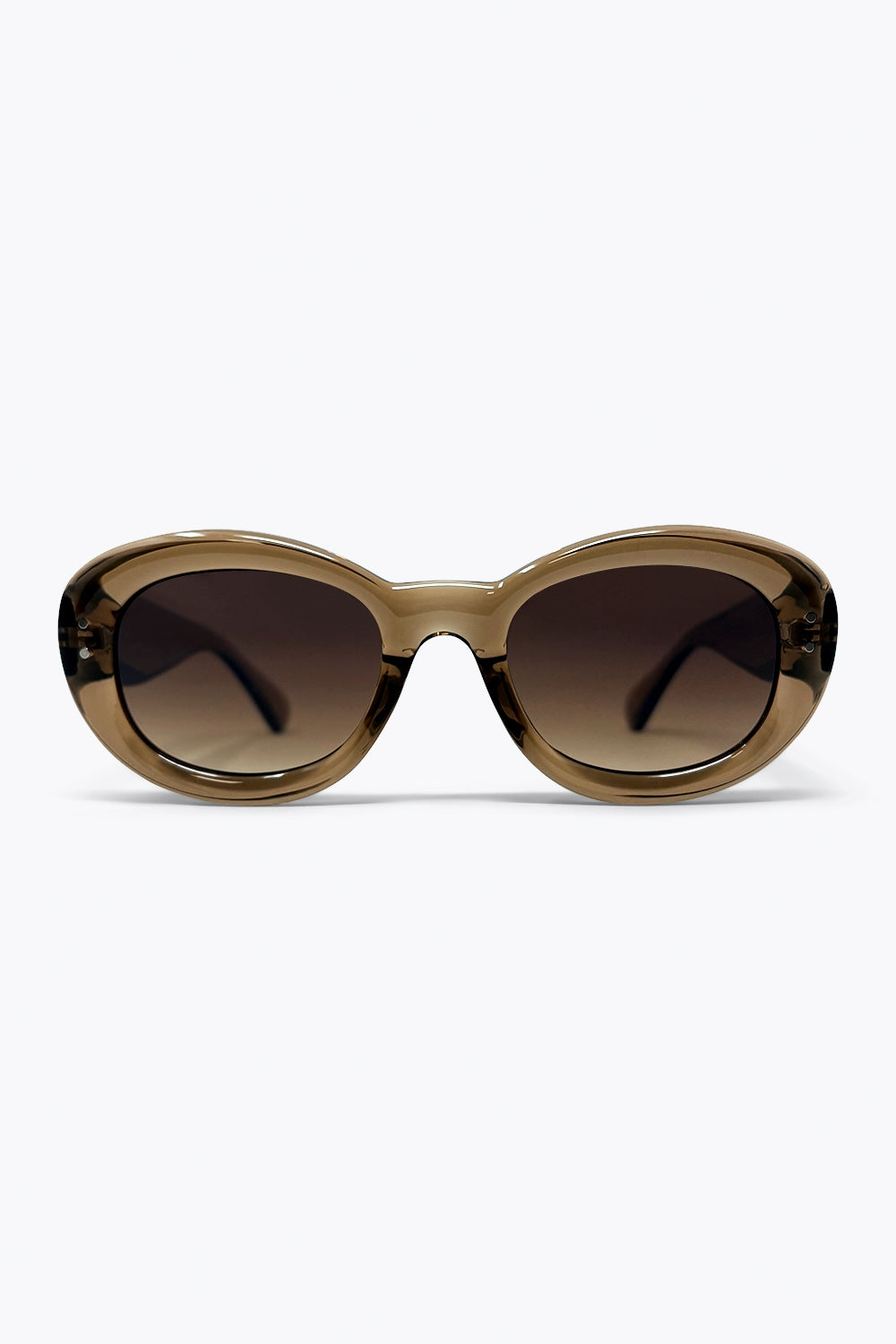Brown Oval Frame Translucent Acetate Gradient Lens Sunglasses